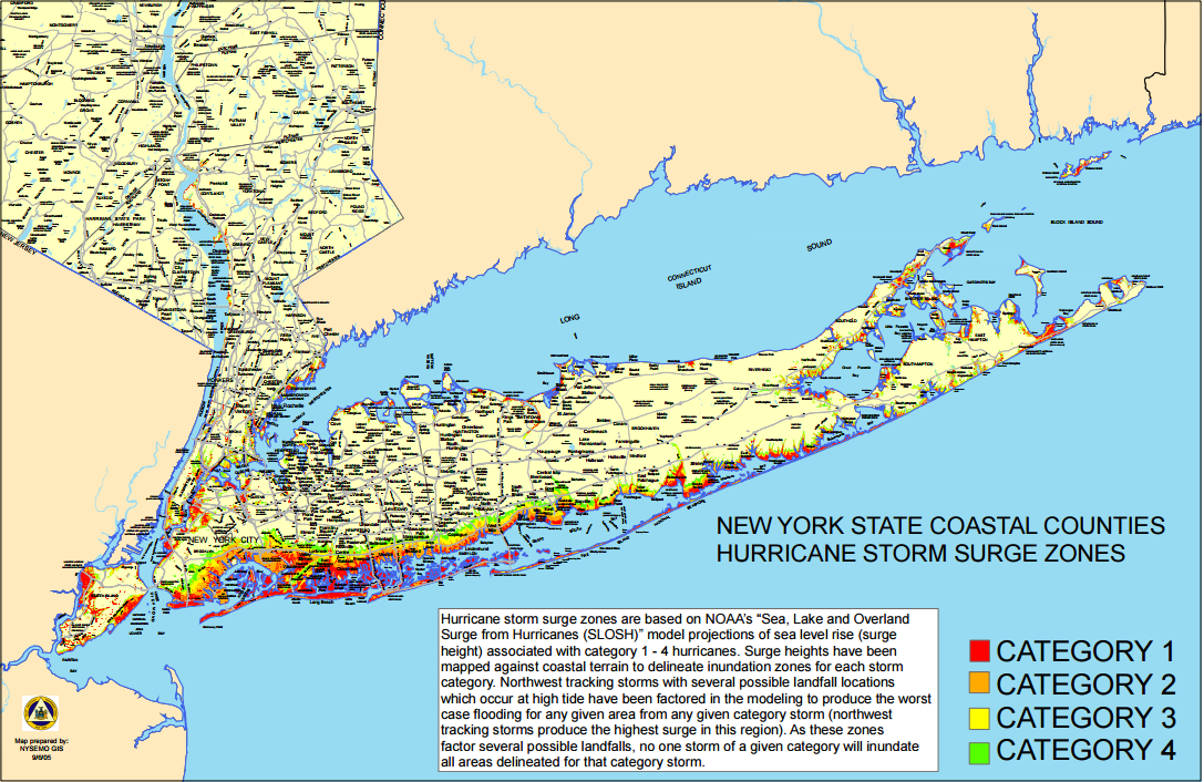 Hurricane Storm Surge Zones (New York State)
