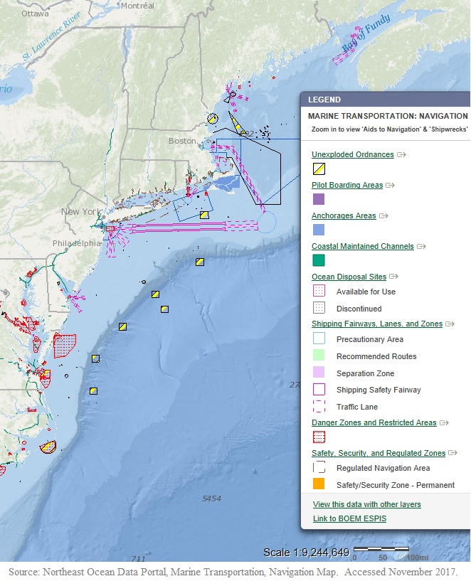 Northeast Ocean Data portal, Navigation Map