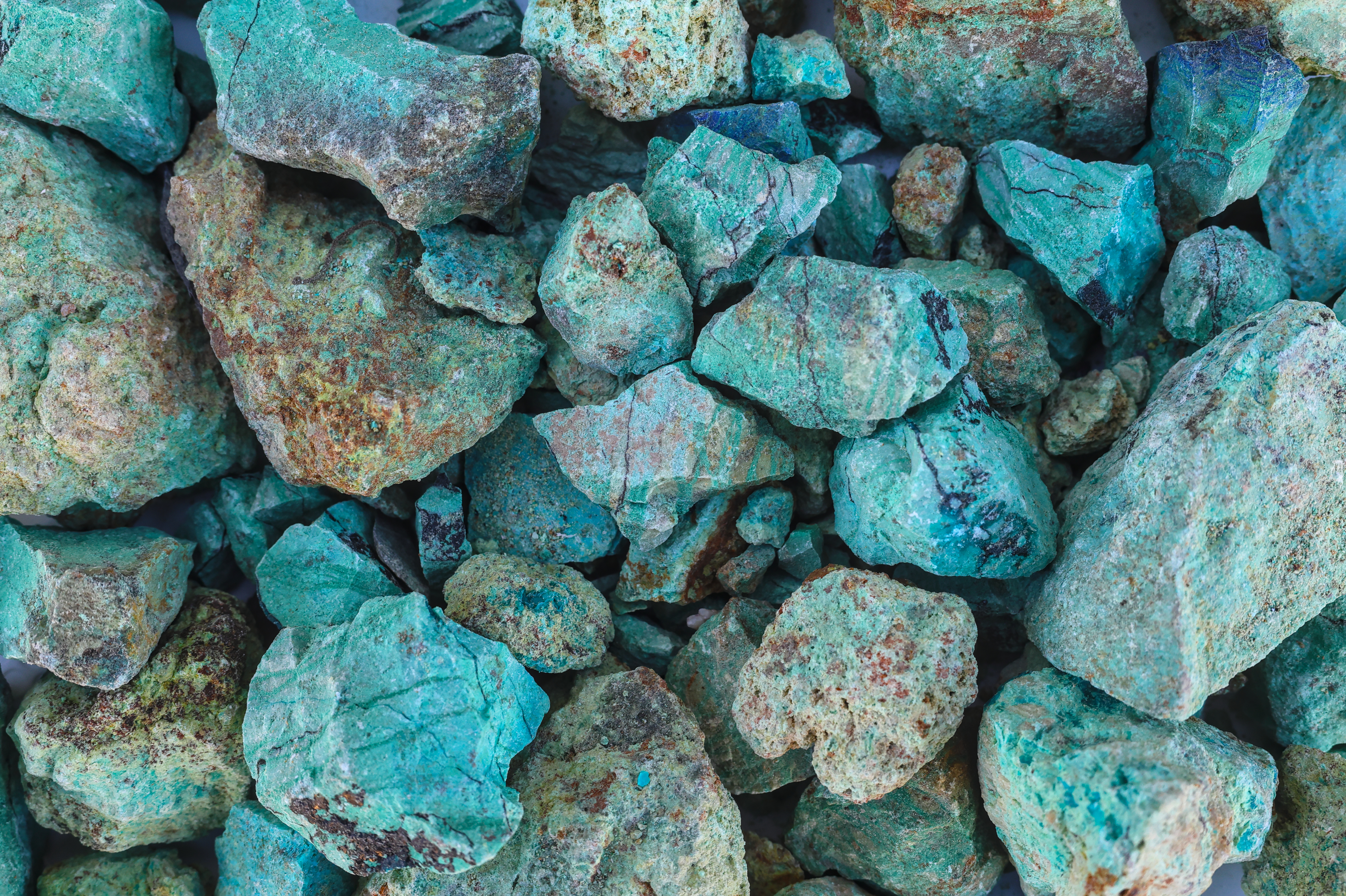 Blue green copper (Cu) oxide ore