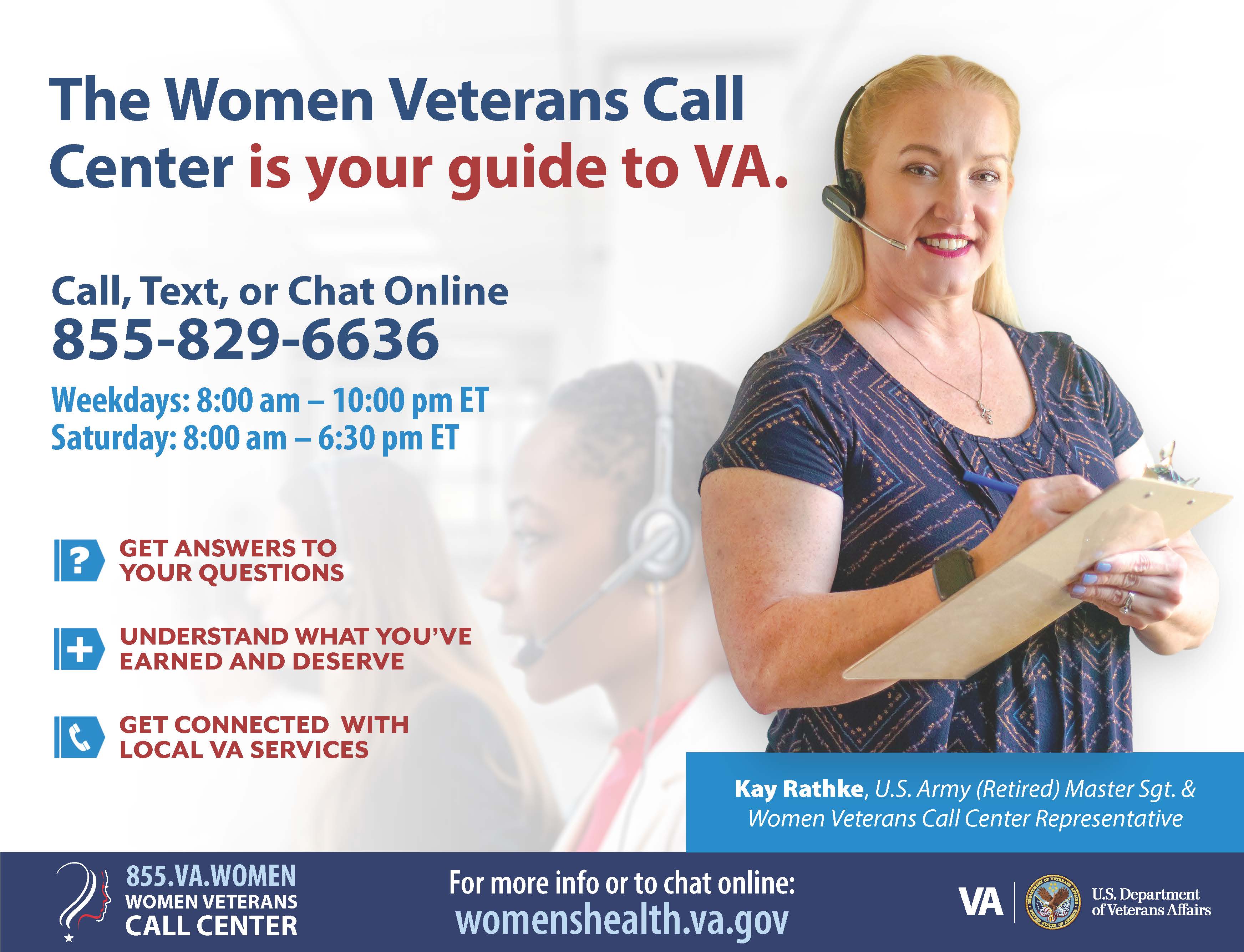 Kay a retired army woman Veteran call center rep