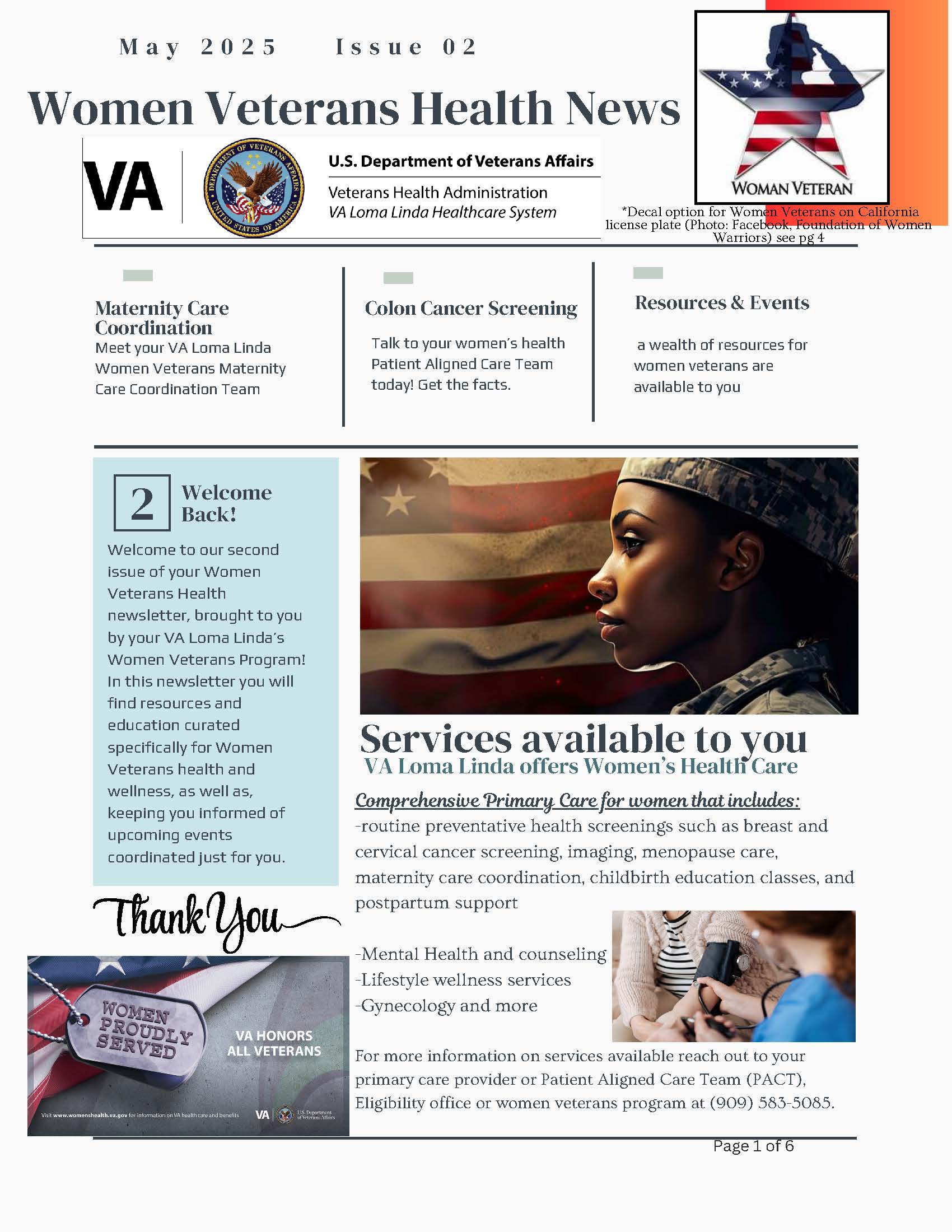 Women Veterans Health News. Woman Veteran Saluting. Military ID tags. Patient at doctor's appointment.