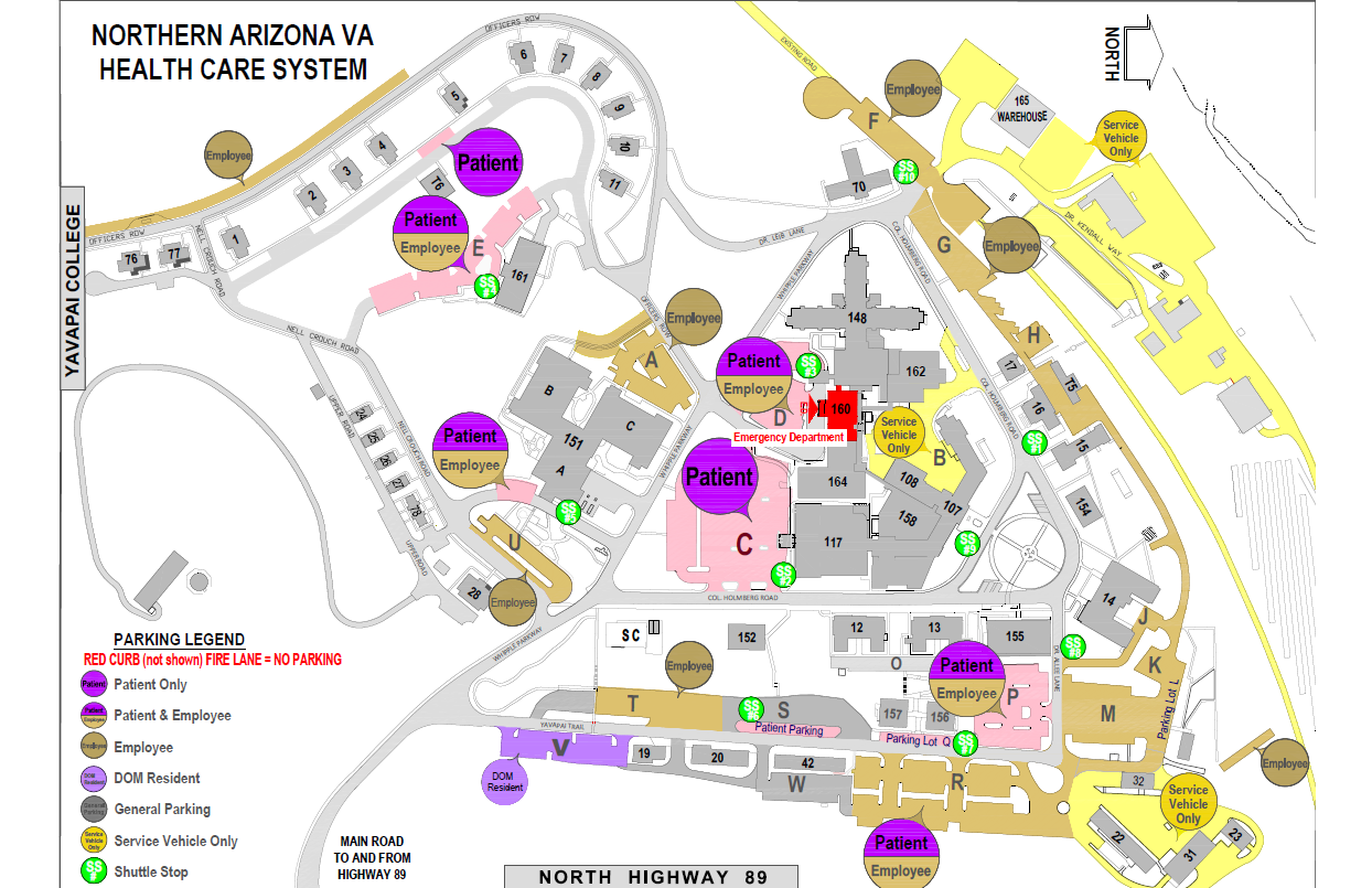 Bob Stump VAMC Parking Map.