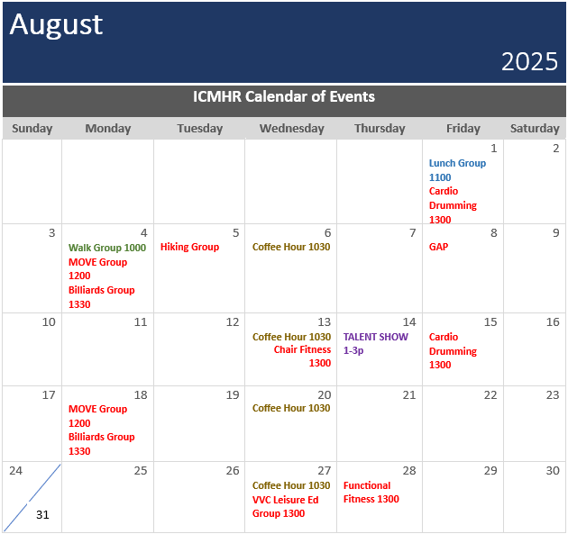 August 2025 calendar