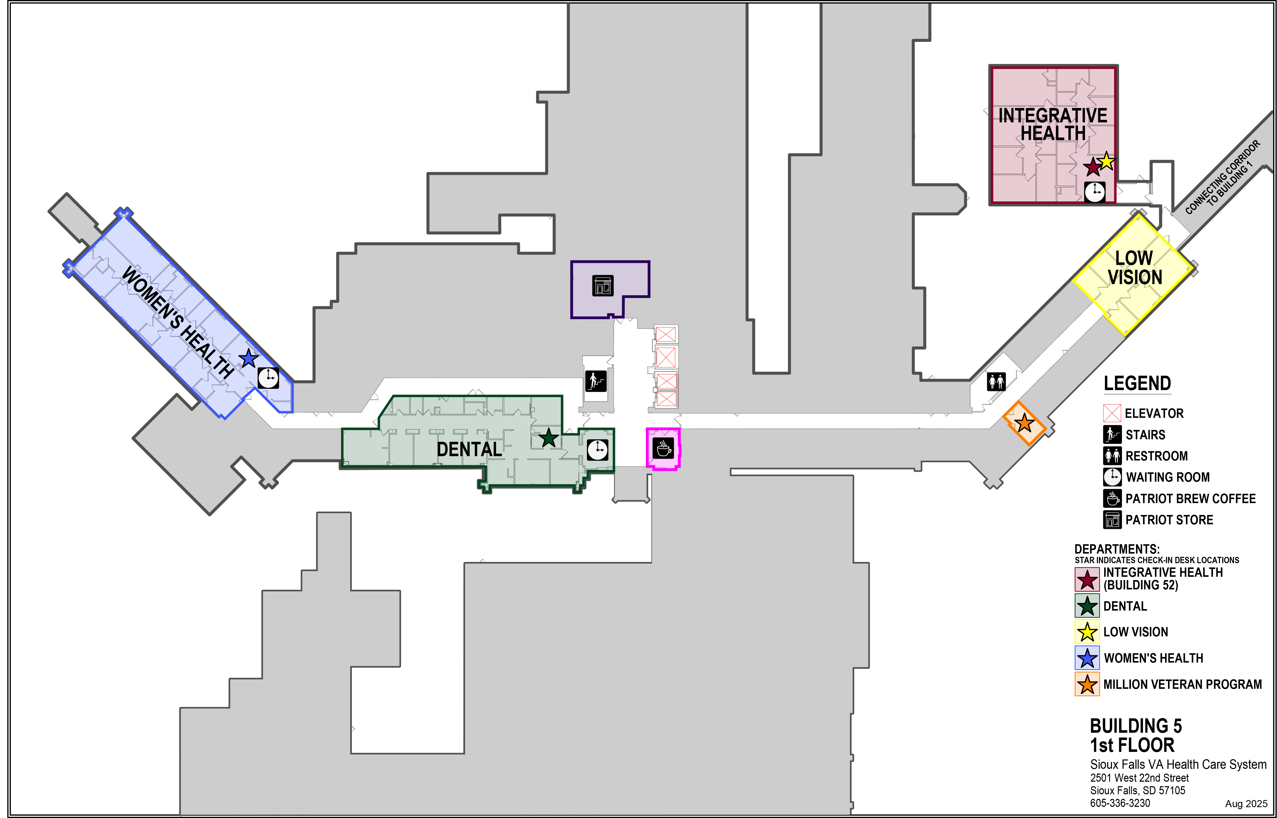 Royal C. Johnson Veterans' Memorial Hospital building 5, 1st floor map
