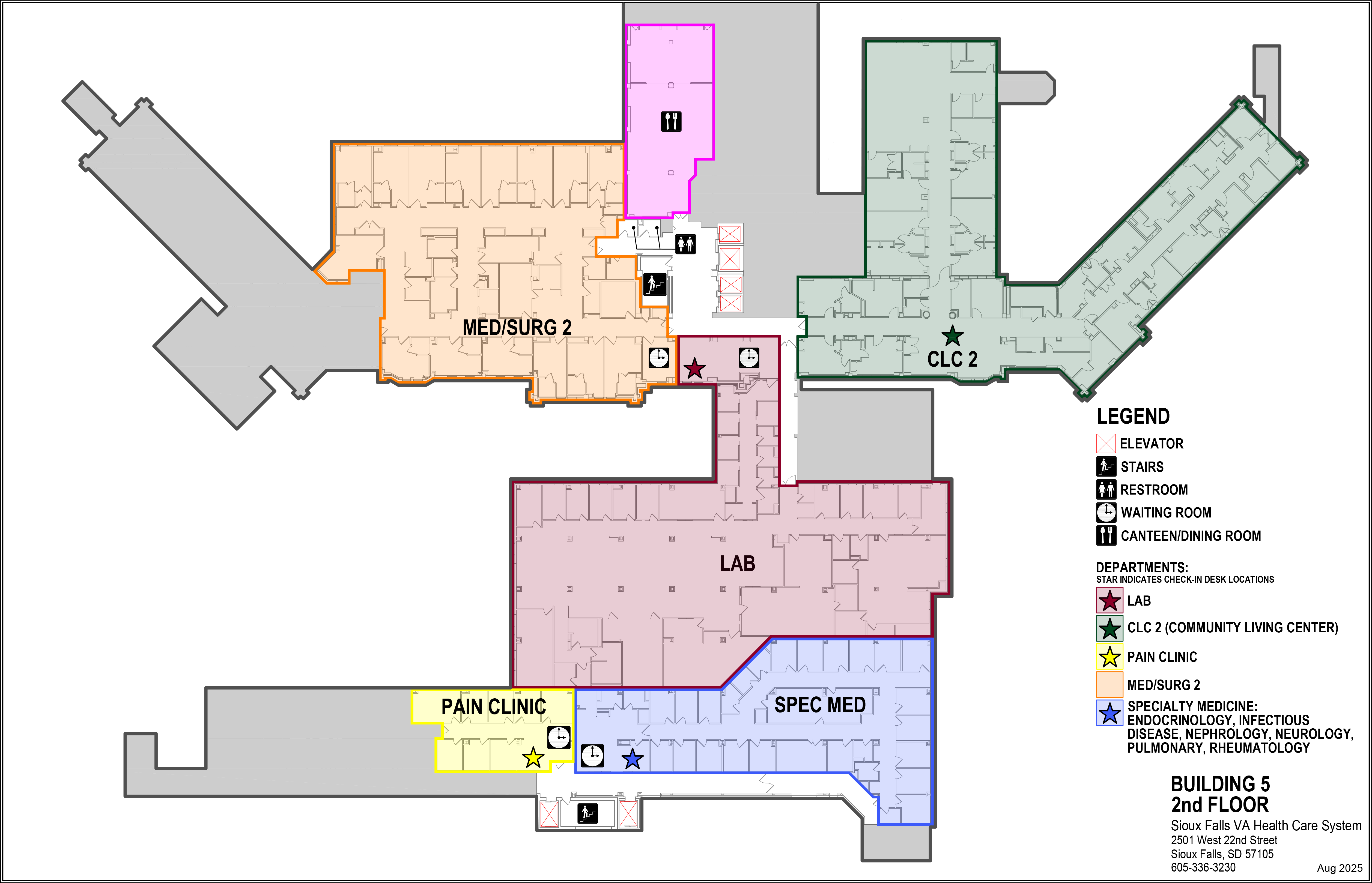Royal C. Johnson Veterans' Memorial Hospital building 5, 2nd floor map