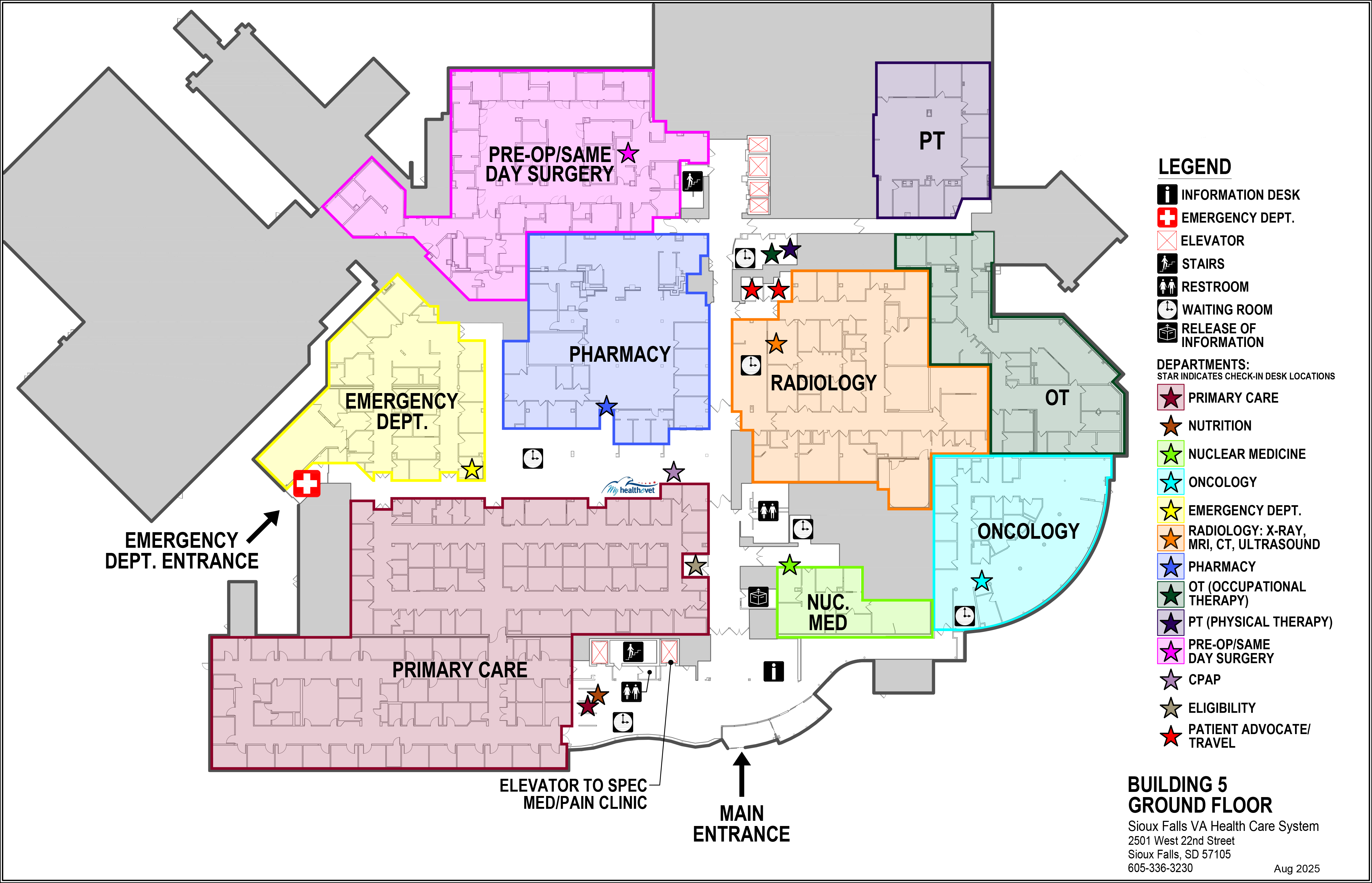 Royal C. Johnson Veterans' Memorial Hospital building 5 ground floor map