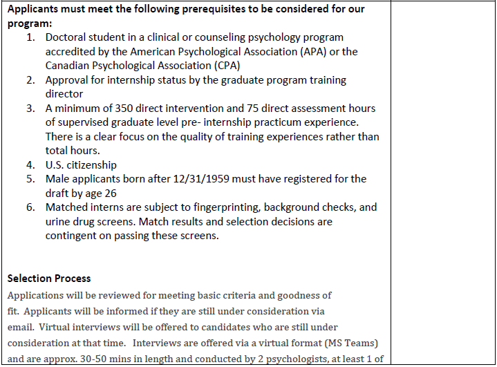 Program Tables - Admissions, Support, and Placement Data