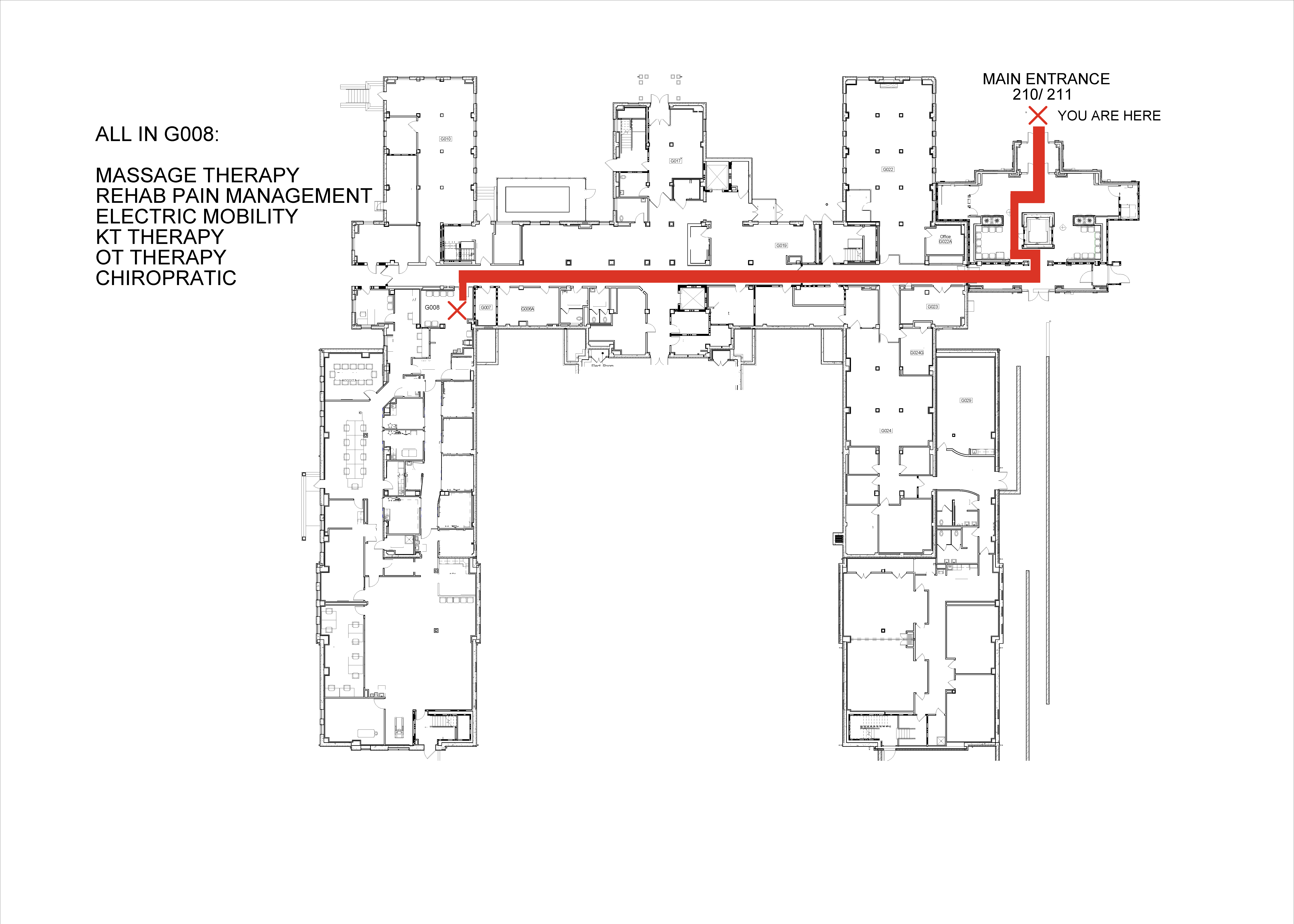 Main entrance to Pain Rehab, OT, KT, Chiro