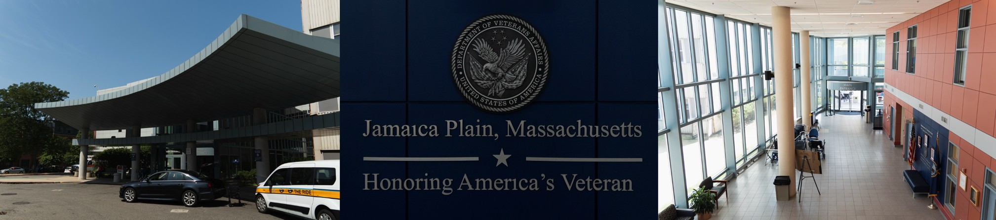 Collage of photos from VA Boston Healthcare System's Jamaica Plain campus.