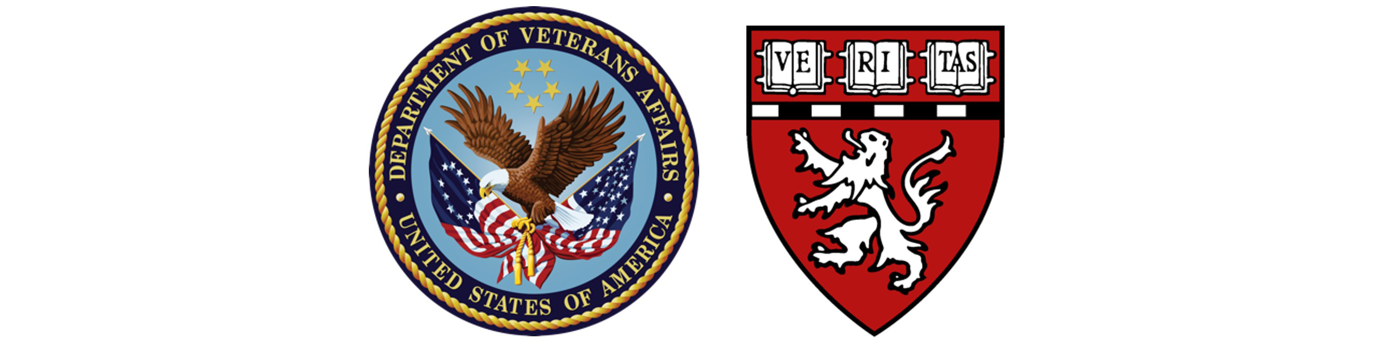 Seals of the U.S. Department of Veterans Affairs and Harvard University.