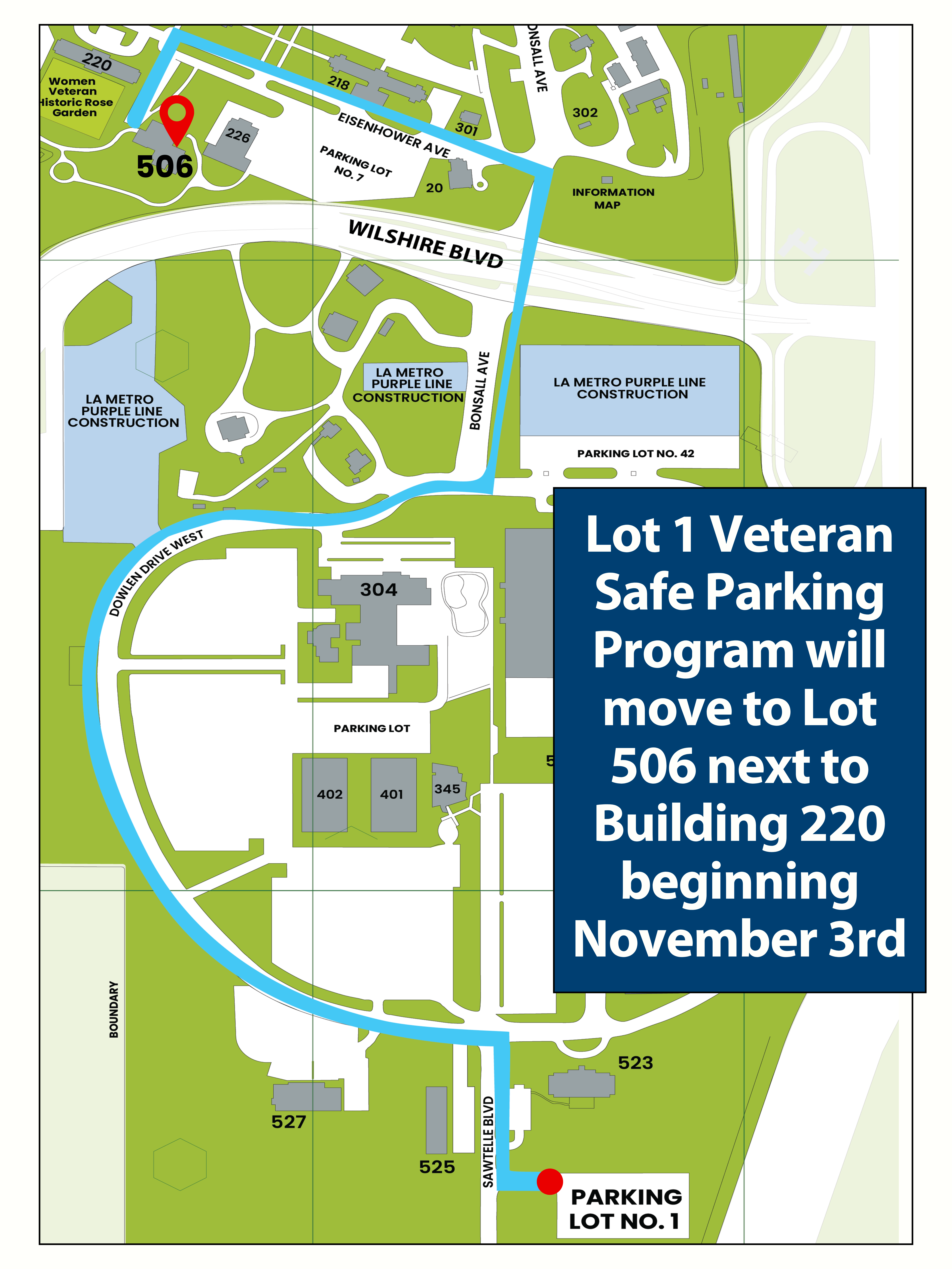 Map of Veteran safe parking. 