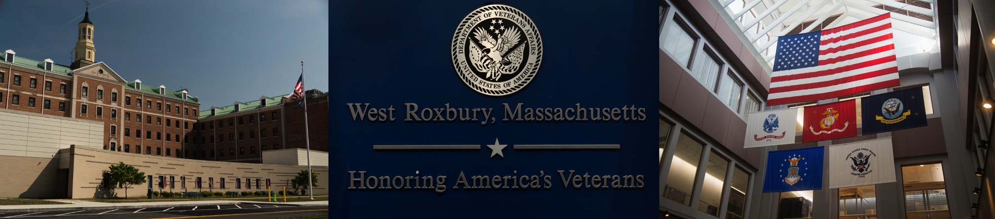 Collage of photos from VA Boston Healthcare System's West Roxbury campus.