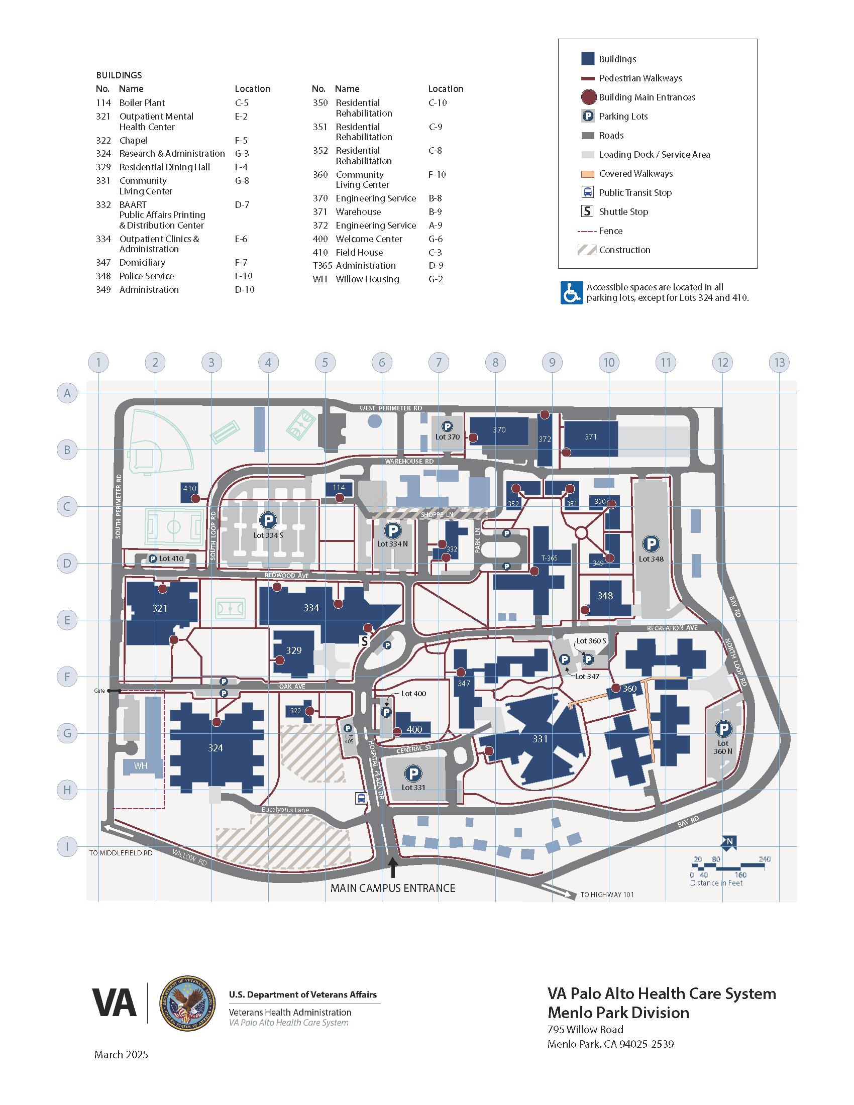 Menlo Park VA campus map