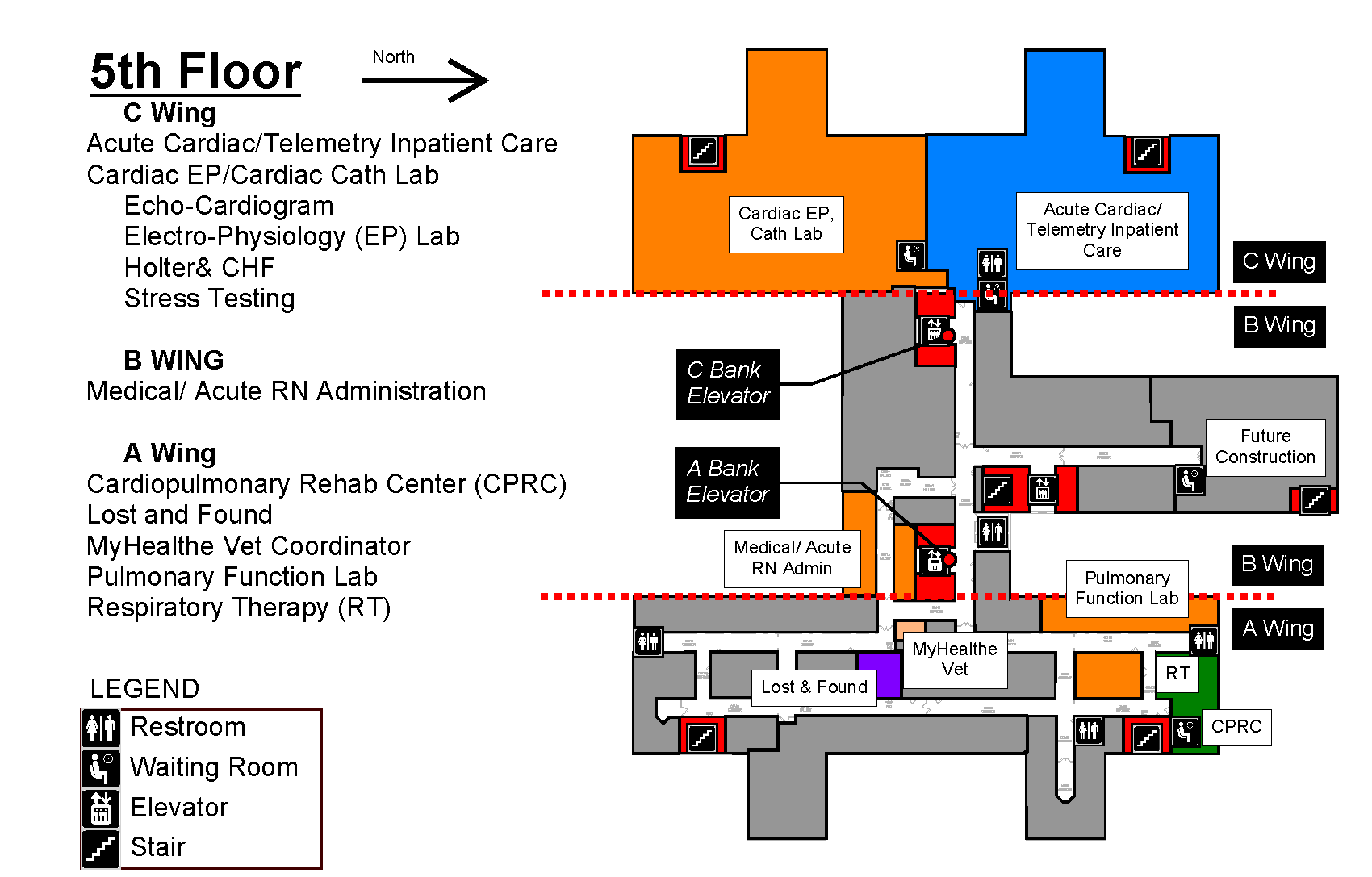 Map of fifth floor for building 111 at Milwaukee VA