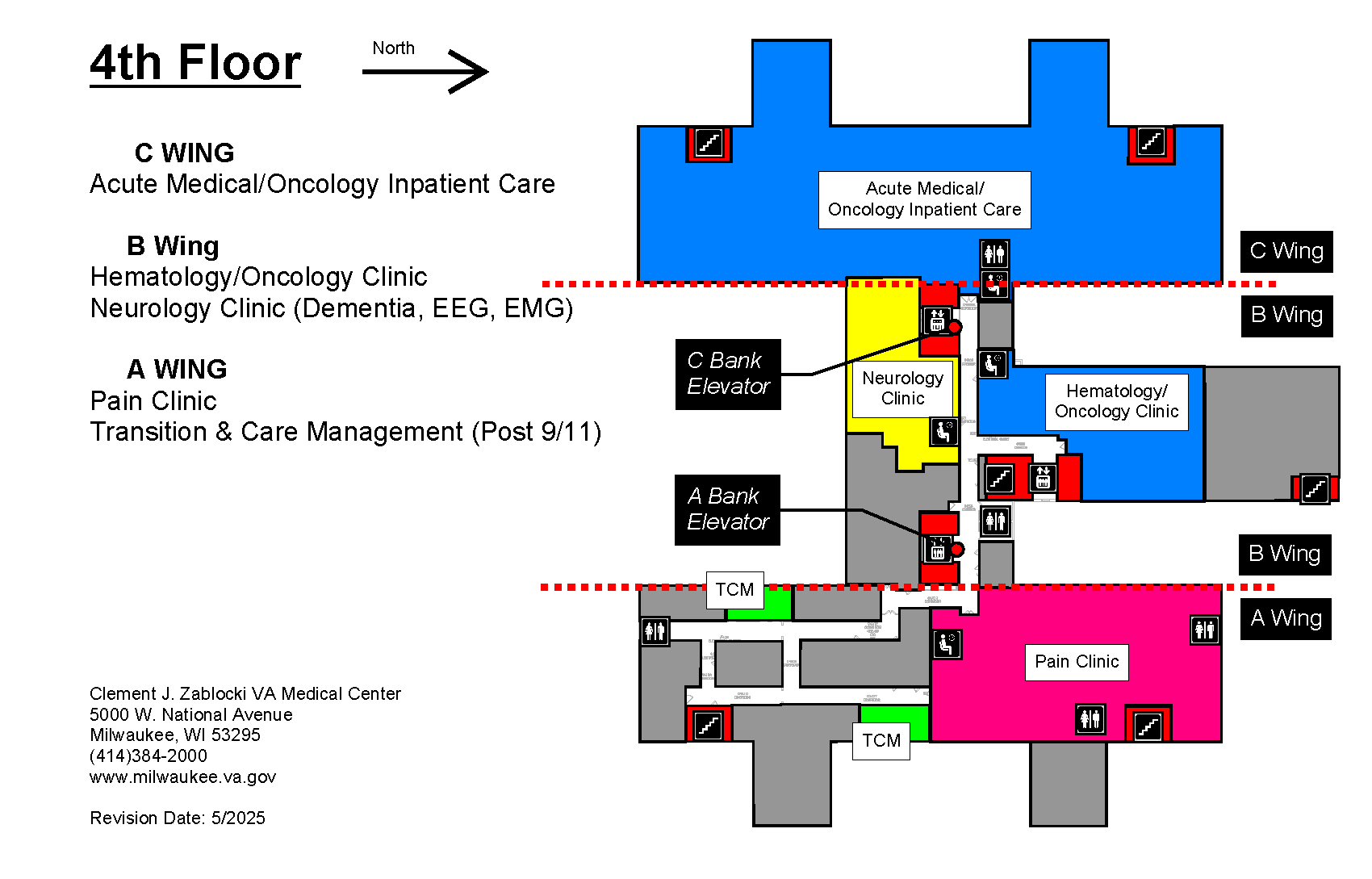 Map of fourth floor for building 111 at Milwaukee VA