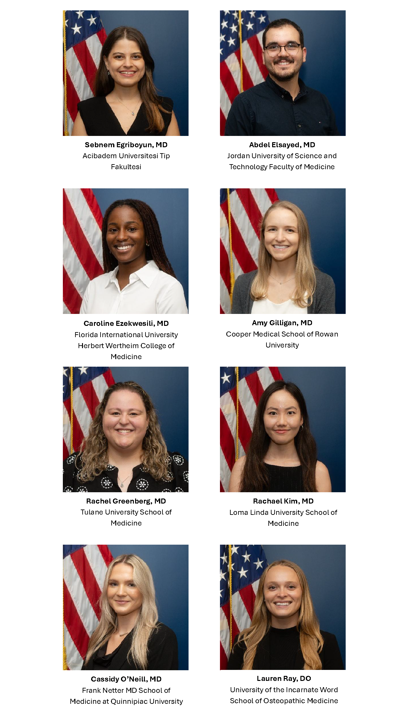 PGY1 student photos.