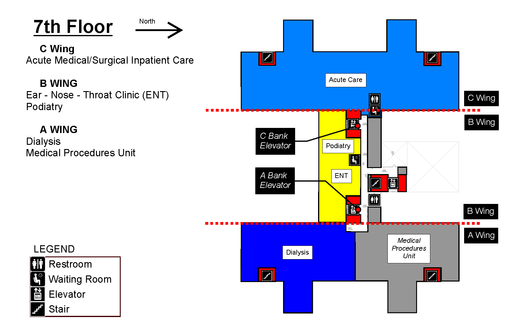 Map of seventh floor for building 111 at Milwaukee VA