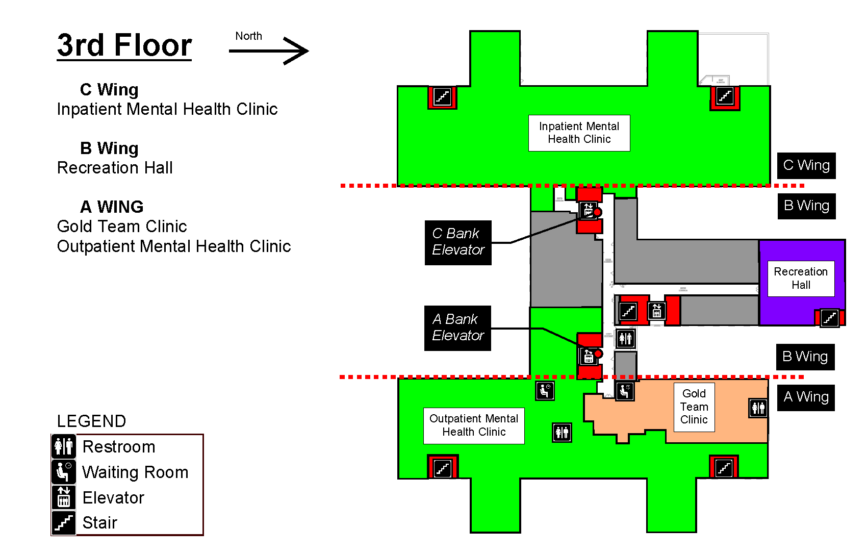 Map of third floor for building 111 at Milwaukee VA