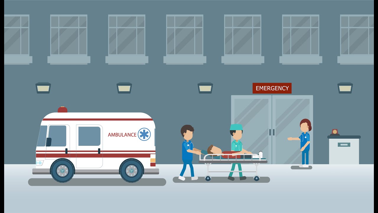 Paramedics transport a patient on a stretcher to hospital.