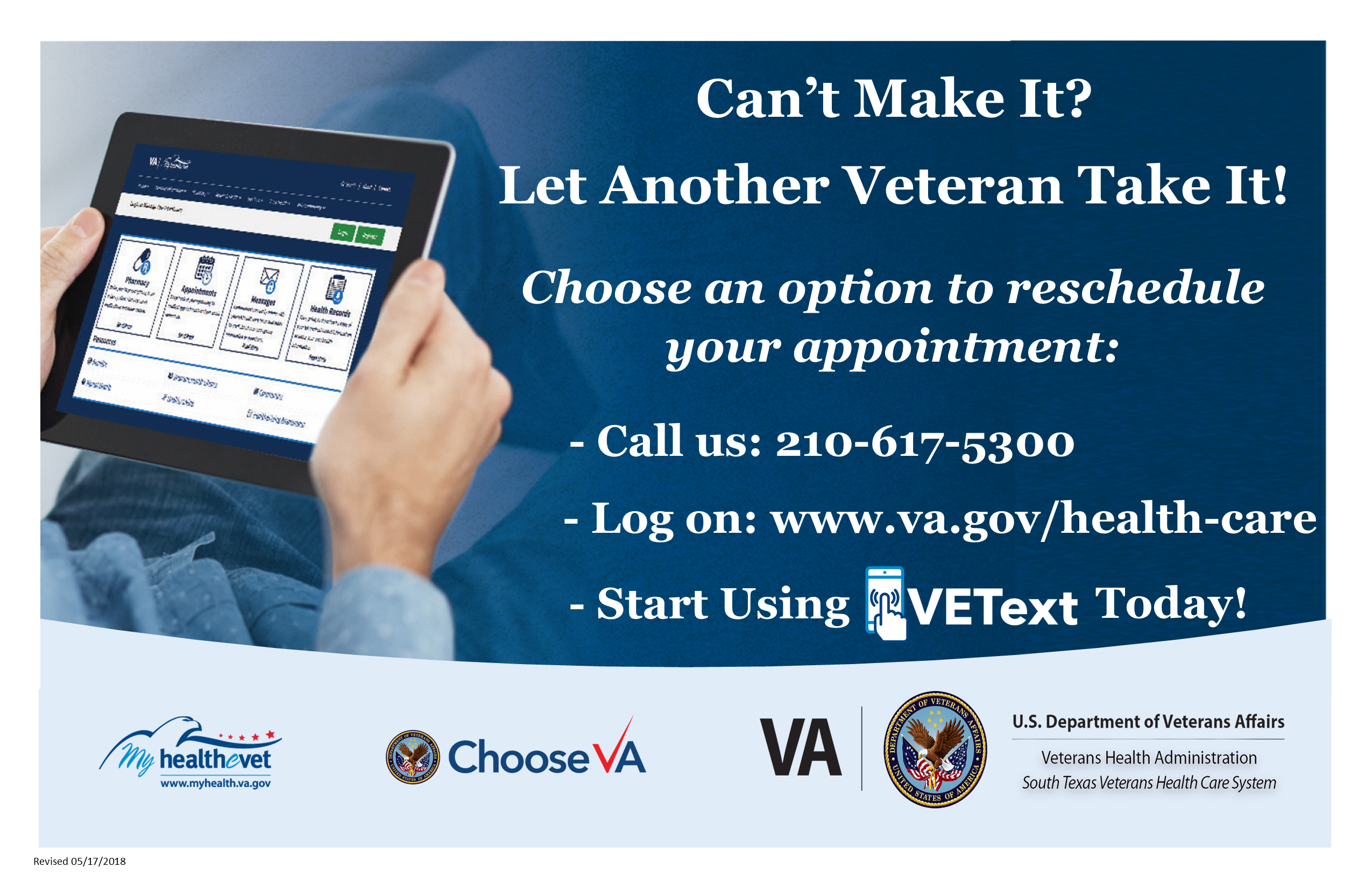 Hands holding a tablet displaying a webpage with text: 