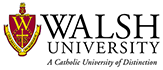 Logo for Walsh University, a Catholic university of distinction.