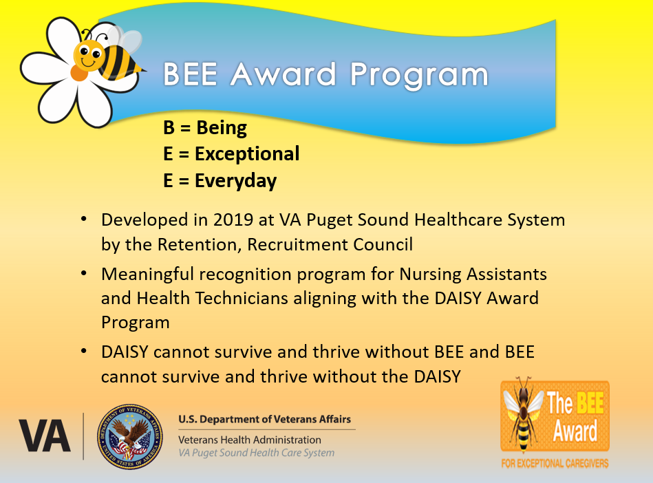 Graphic of the BEE Award Program with bee logos.