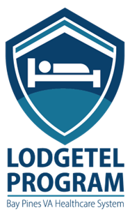 Lodgetel Program logo with bed icon inside a shield.