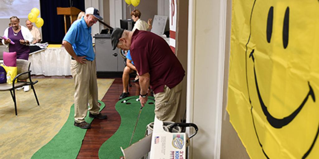 Veterans enjoyed a putting competition sponsored by PGA Hope at the Cancer Expo and Celebration on Sept. 10. Photo by James Arrowood.