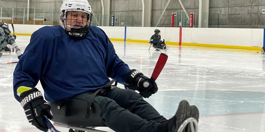 Sled hockey player 