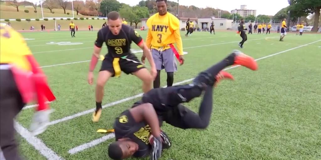 Young people paying football