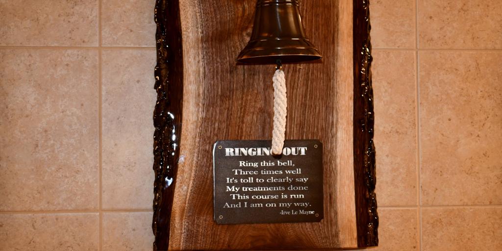 The bell now stands on the wall in the VAWNYHS infusion center