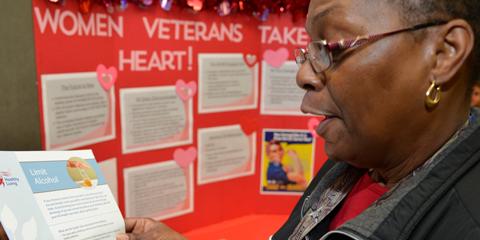 Veteran Linda Henry learns about heart health at Charleston VAMC.