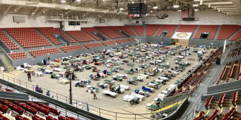 The Monroe Civic Center was one of the first shelters established. 