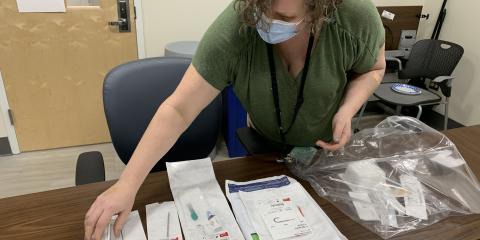 Nicole Hyke with chest tube kits