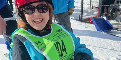 Gayle-Jayne Allyson, bi-ski participant at Winter Sports Clinic