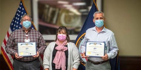 John Campbell, left, VA Pittsburgh Acting Director Denise Boehm and John Mongelluzzo.