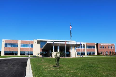 Exterior entrance of the VA Butler heath care center.