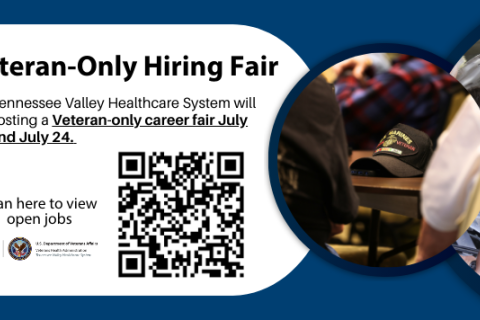 Veteran-only job fair QR code for dates July 18 and July 24.