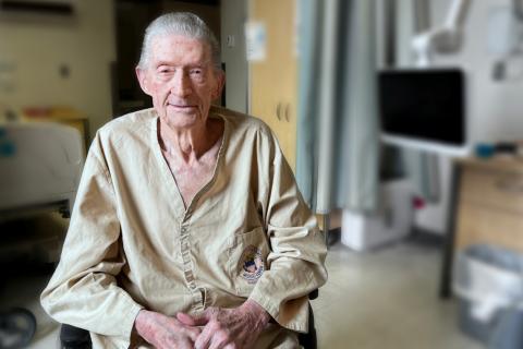 Korean War Air Force Veteran Roy Clifton sits in his room at the community living center of the Sheridan VA Medical Center in Sheridan, Wy.
