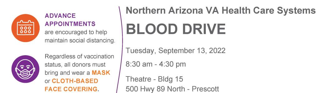 Northern Arizona VA Health Care System September 2022 Blood Drive